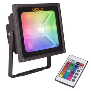 VOLT®RGBW 30W集成泛光灯与轭式安装和颜色控制器。